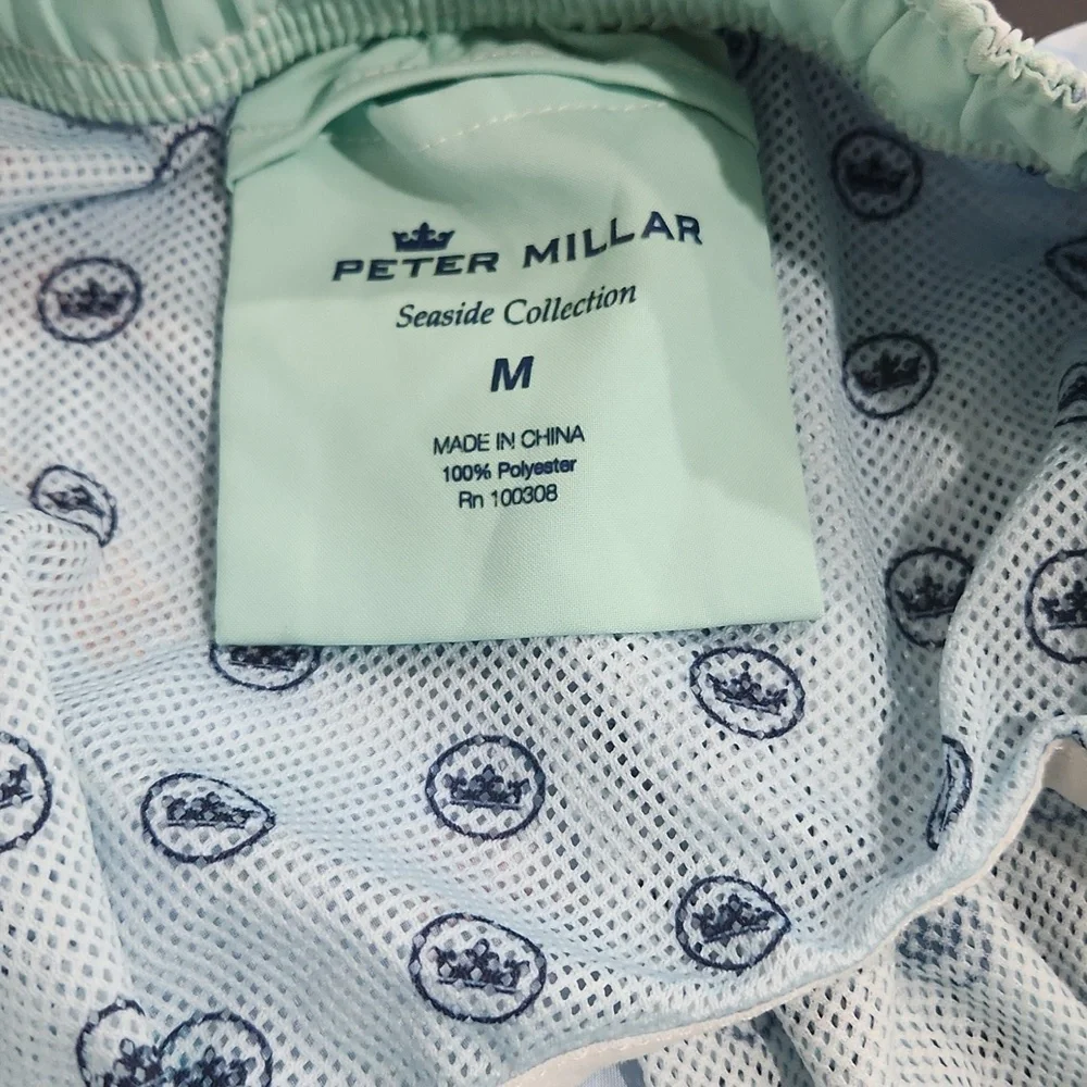 Peter Millar Seaside Collection Cottage Blue Fly Fish Swim Trunks Size Medium